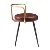 AULENTI COCKTAIL LOW STOOL- CLARET RED LEATHER - Yumen Furniture