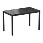 EKO BLACK RECTANGULAR DINING ALUMINIUM TROY TABLE - BLACK TOP - 119 X 69CM - Yumen Furniture